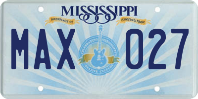 MS license plate MAX027