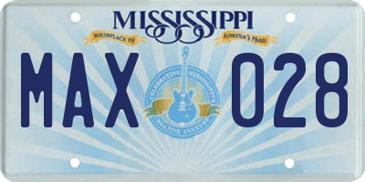MS license plate MAX028