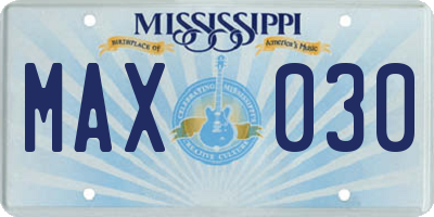 MS license plate MAX030