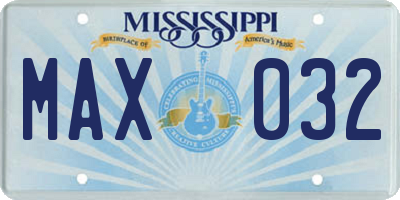 MS license plate MAX032