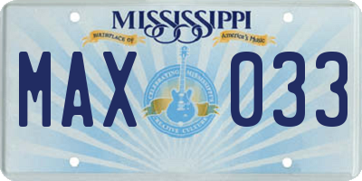 MS license plate MAX033