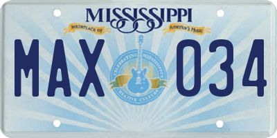 MS license plate MAX034