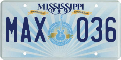 MS license plate MAX036