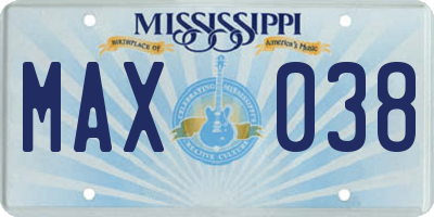 MS license plate MAX038