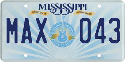 MS license plate MAX043
