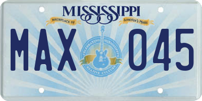 MS license plate MAX045