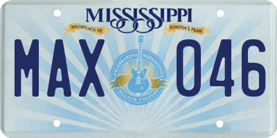 MS license plate MAX046