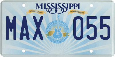 MS license plate MAX055