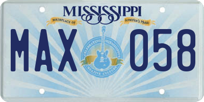 MS license plate MAX058