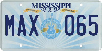 MS license plate MAX065