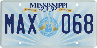MS license plate MAX068