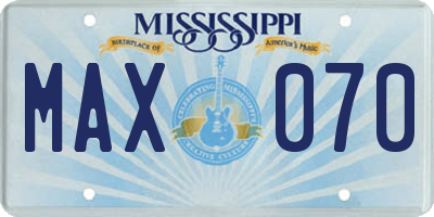MS license plate MAX070