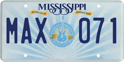 MS license plate MAX071