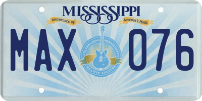 MS license plate MAX076