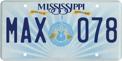 MS license plate MAX078