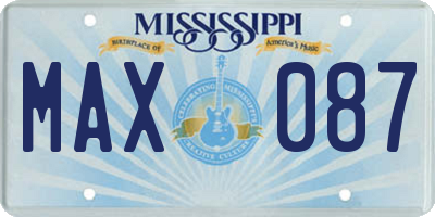 MS license plate MAX087