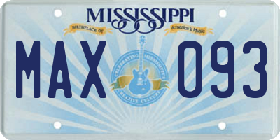 MS license plate MAX093