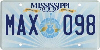 MS license plate MAX098
