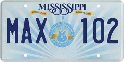 MS license plate MAX102