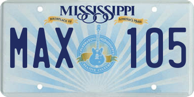 MS license plate MAX105