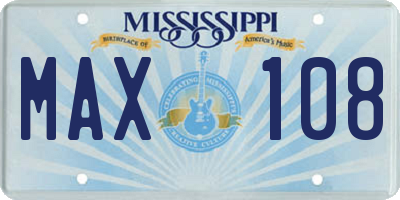 MS license plate MAX108