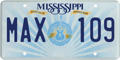 MS license plate MAX109