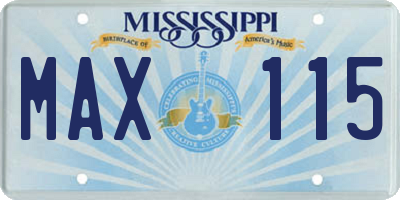 MS license plate MAX115