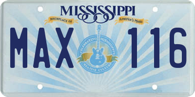 MS license plate MAX116
