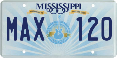 MS license plate MAX120