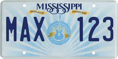 MS license plate MAX123