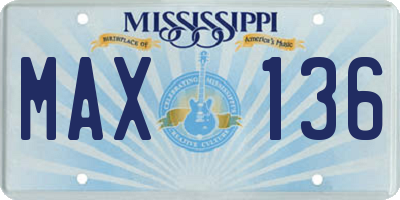 MS license plate MAX136