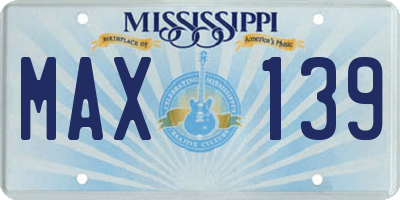 MS license plate MAX139