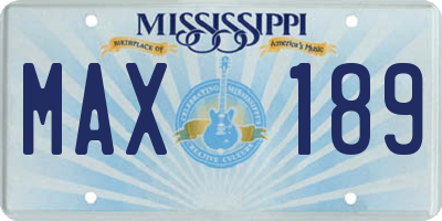 MS license plate MAX189