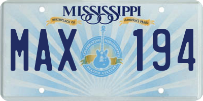 MS license plate MAX194