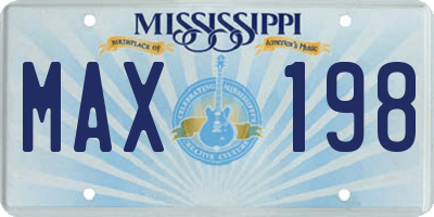 MS license plate MAX198