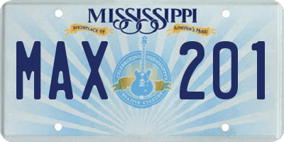 MS license plate MAX201