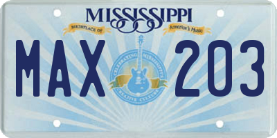 MS license plate MAX203
