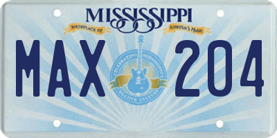 MS license plate MAX204