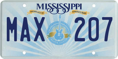 MS license plate MAX207