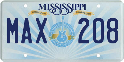 MS license plate MAX208