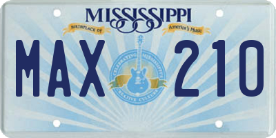 MS license plate MAX210