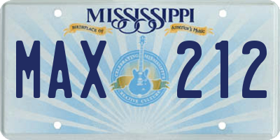 MS license plate MAX212