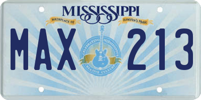 MS license plate MAX213