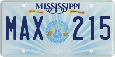 MS license plate MAX215