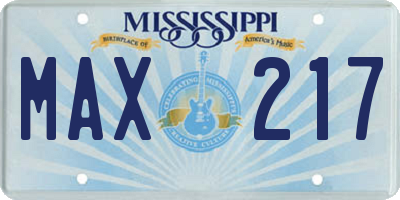 MS license plate MAX217