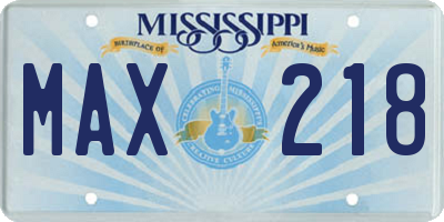 MS license plate MAX218