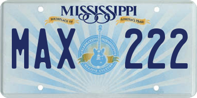 MS license plate MAX222