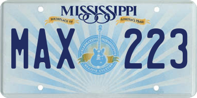 MS license plate MAX223