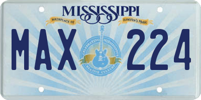 MS license plate MAX224