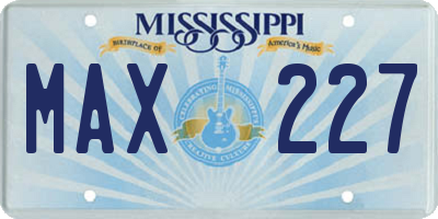 MS license plate MAX227